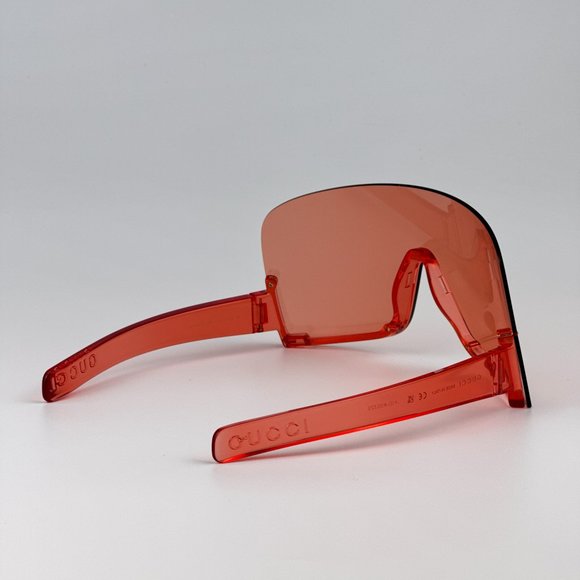 Gucci GG1631S 001 Sunglasses Transparent Red Light Red Shield Unisex GG 1631S - Picture 7 of 11
